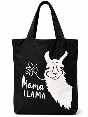 Mama Llama Black Canvas Tote Bag